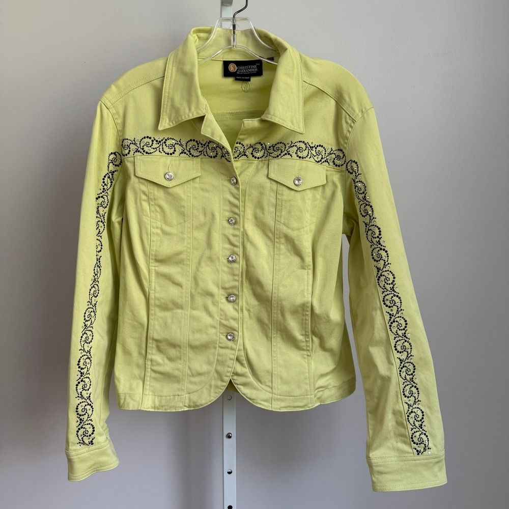 Christine Alexander Cotton Cowgirlโ Western Rhinestone Rodeo Denim Jacket M